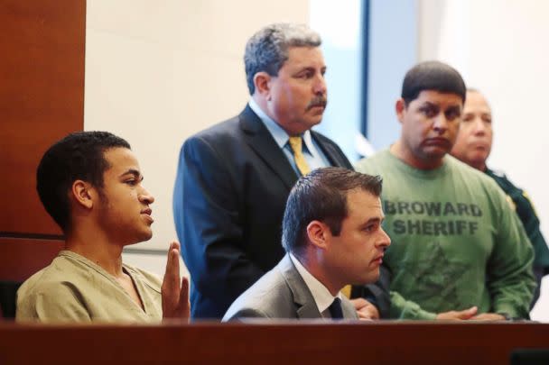PHOTO: Zachary Cruz is sworn in during a bond hearing in Broward court in Fort Lauderdale, Fla. in this March 29, 2018 file photo. (Susan Stocker/SF Sun Sentinel/Polaris, FILE)