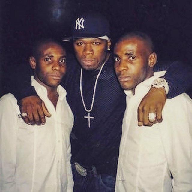 Steve Williams (right) and brother Sam with rapper 50 Cent