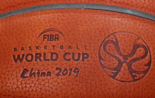Basketball - FIBA World Cup - Iran v Puerto Rico - Guangzhou Gymnasium, Guangzhou, China - August 31, 2019 General view of the match ball ahead of the match REUTERS/Jorge Silva
