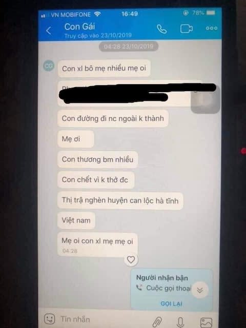 A series of desperate texts, sent at the same time that the refrigerated trailer was making its way to Purfleet in Essex, where Pham Thi Tra My tells her mother 