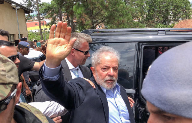 Brazil's former President Luiz Inacio Lula da Silva, leaves for the cemetery to attend the funeral of his 7-year-old grandson, in Sao Bernardo do Campo, Brazil March 2, 2019. Ricardo Stuckert Filho/ Lula Institute/Handout via REUTERS. ATTENTION EDITORS - THIS IMAGE WAS PROVIDED BY A THIRD PARTY.