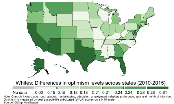 The geography of life optimism and worry in the U.S.