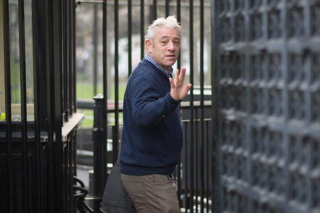 Speaker of the House of Commons, John Bercow arrives at Parliament from a session in the gym this morning on his last day as Speaker of the House of Commons, after 10 years in the chair.