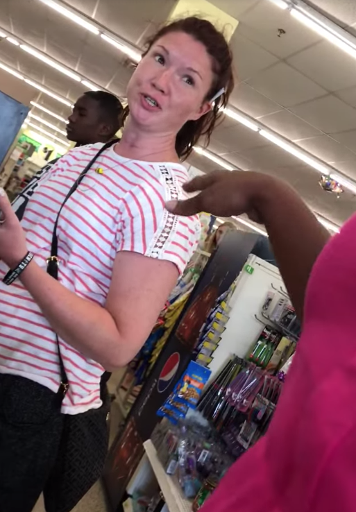 Woman caught on camera during racist rant (Credit: Facebook)