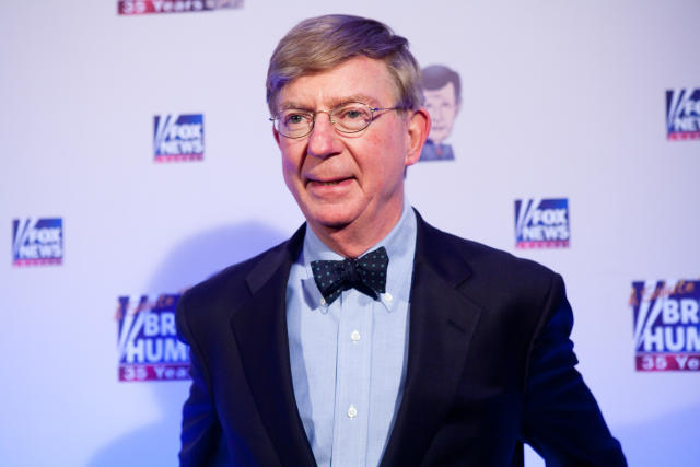 Conservative newspaper columnist George Will poses on the red carpet on Jan. 8, 2009, in Washington, D.C.