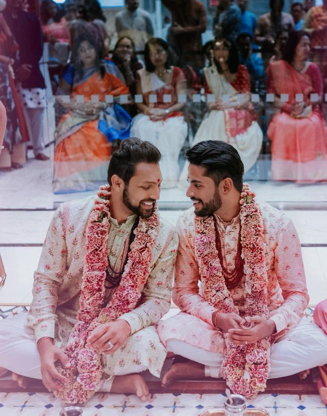 The grooms before they performed the Hindu wedding custom of the four