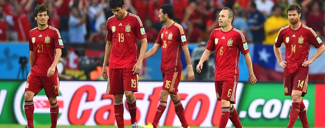 World Cup champion Spain is upset by Chile. (Getty Images)