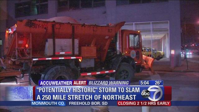 'Historic' blizzard threatening New York area