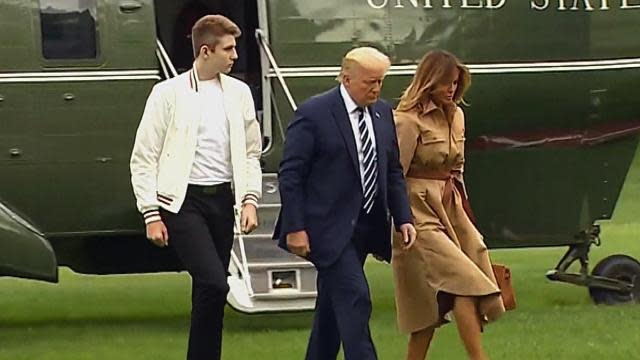 14 Year Old Barron Trump S Growth Spurt Has Him Towering Over His Father