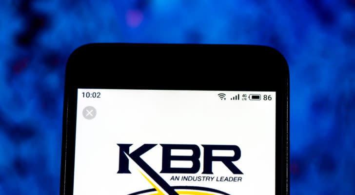 smartphone displaying the KBR (KBR) logo