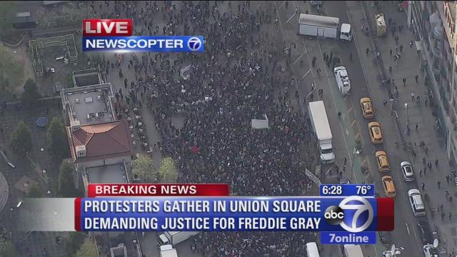 Protesters march in Manhattan demanding justice for Freddie Gray; at least a 30 arrests