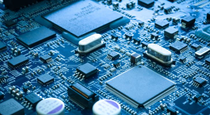 semiconductor stocks Close-up electronic circuit board. technology style concept. representing semiconductor stocks. top semiconductor stocks to buy now. semiconductor stocks